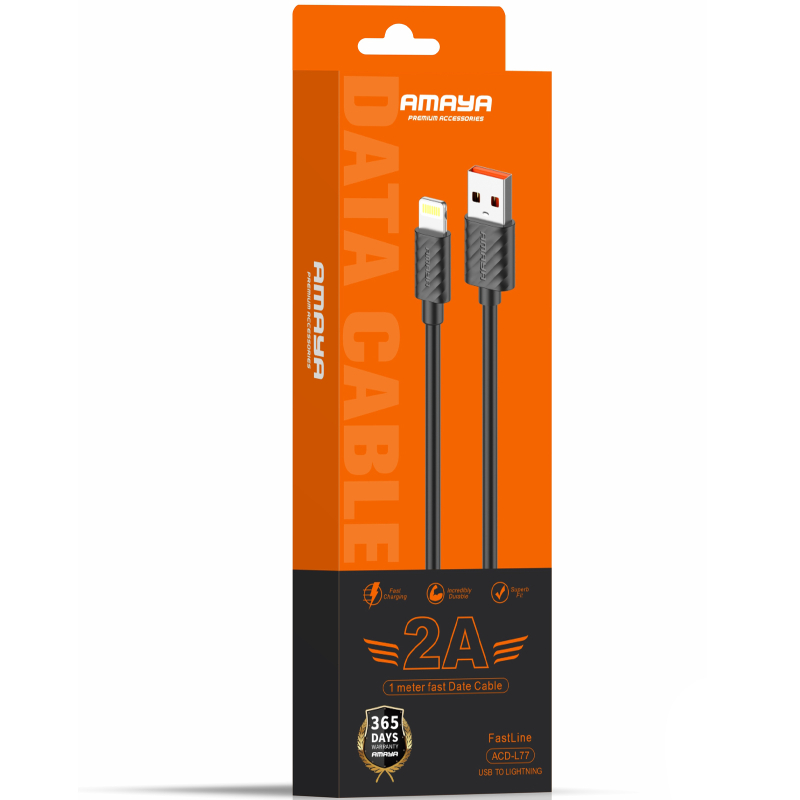Дата кабель Amaya L77 USB to Lightning 2 А (1 м) Black