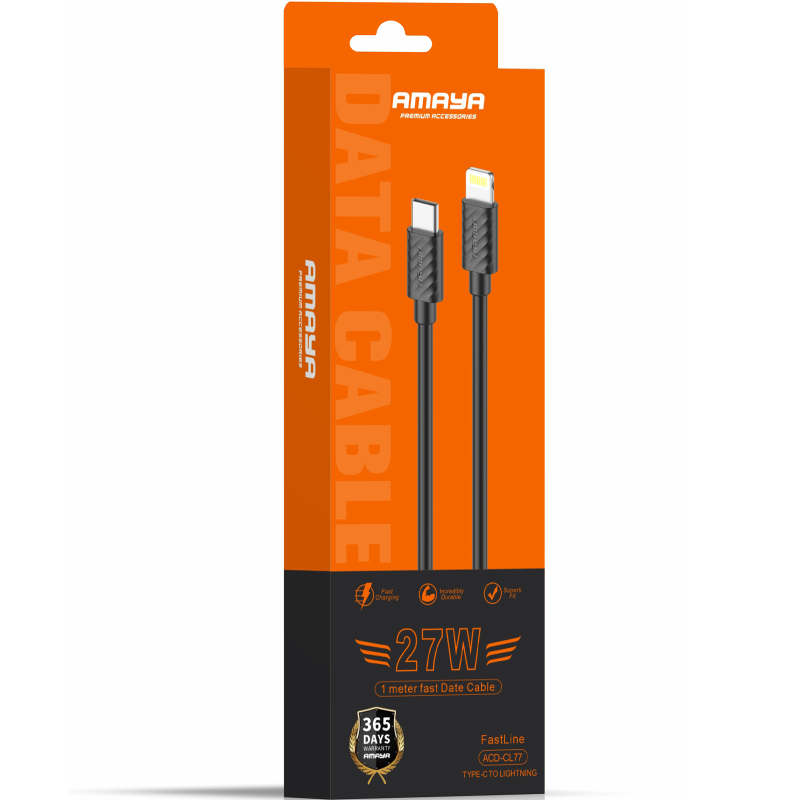 Дата кабель Amaya 77CL USB-C → Lightning 27W (1 м) Black