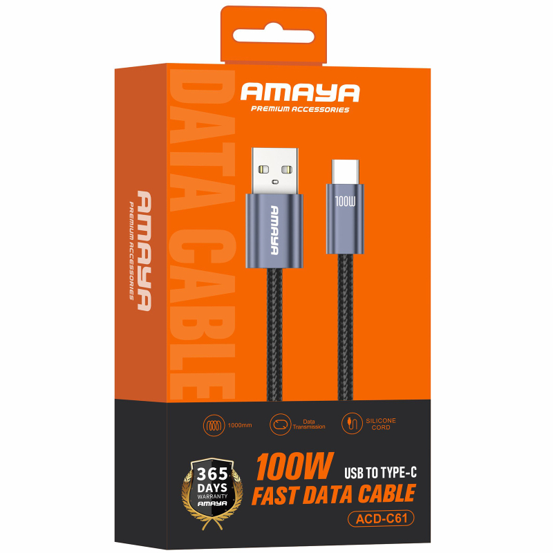 Дата кабель Amaya 61C USB to USB-C 100W (1 м) Gray