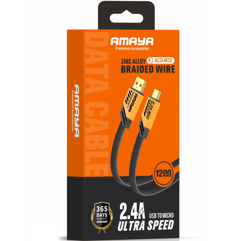 Дата кабель Amaya M33 USB to Micro-USB 2.4 А (1.2 м) Yellow