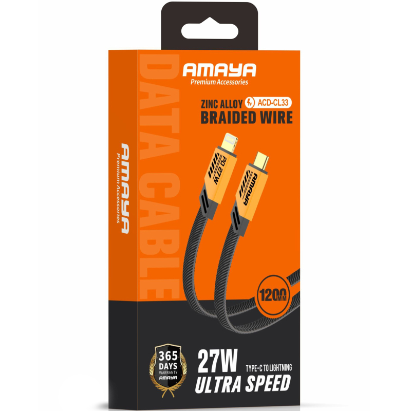 Дата кабель Amaya 33CL USB-C → Lightning 27W (1.2 м) Yellow