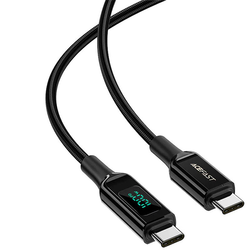 Дата кабель Acefast C6-03 USB-C → USB-C 100W digital display (2 м) Black