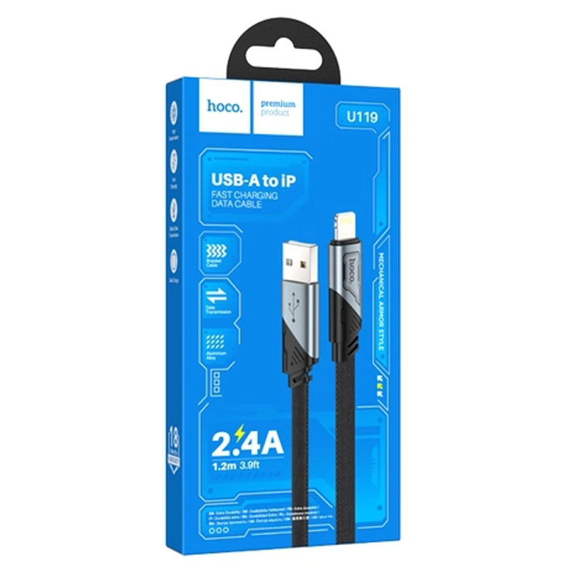 Дата кабель Hoco U119 Machine charging data USB to Lightning (1.2 м) Black