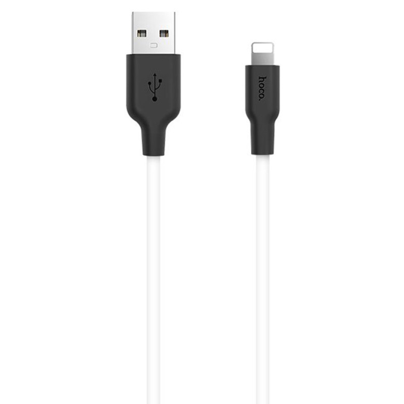 Дата кабель Hoco X21 Plus Silicone Lightning Cable (1 м) black_white