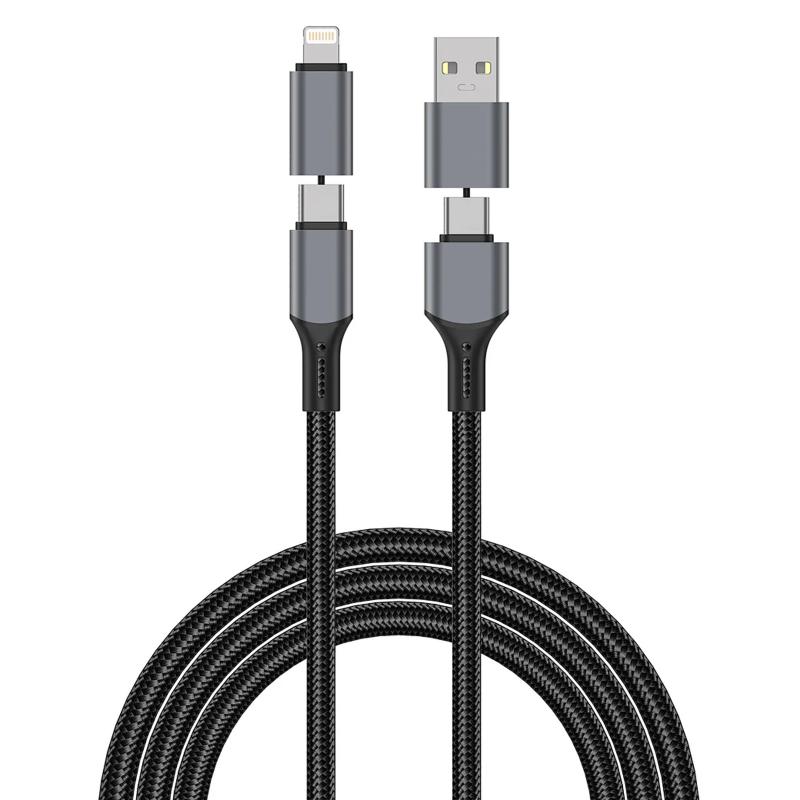 Дата кабель WIWU C085 Raptor Pro 4in1 USB-C to USB/USB-C → Lightning 240W (1.2 м) Black