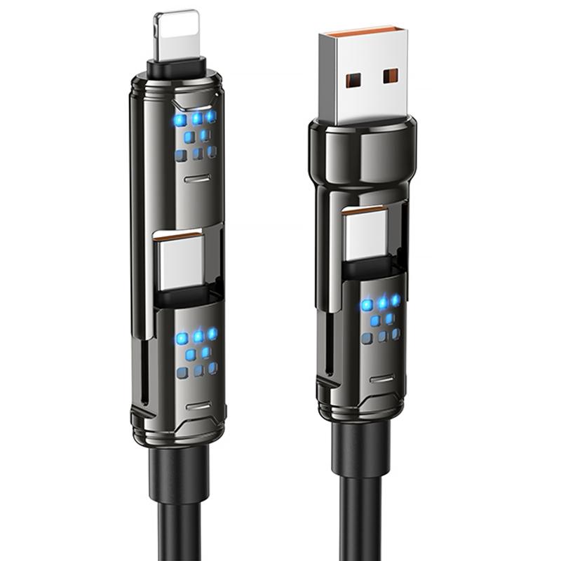 Дата кабель Hoco U143 Joy 4in1 USB to Lightning/USB-C → USB-C 240W (1.2 м) Black