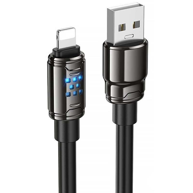 Дата кабель Hoco U143 Joy USB to Lightning 2.4 А (1.2 м) Black