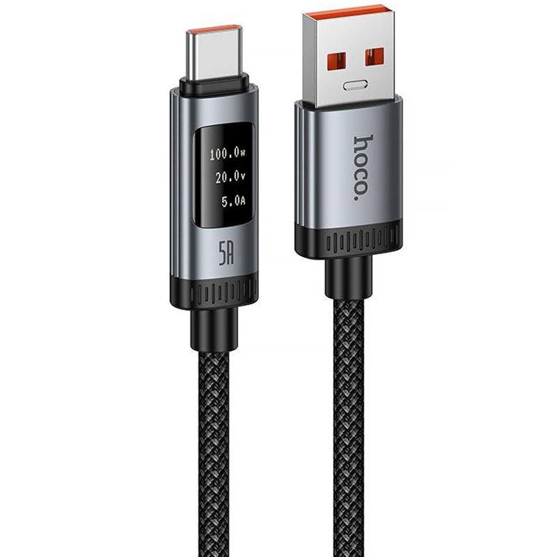 Дата кабель Hoco U148 Lord with display USB to USB-C 100W (1.2 м) Black