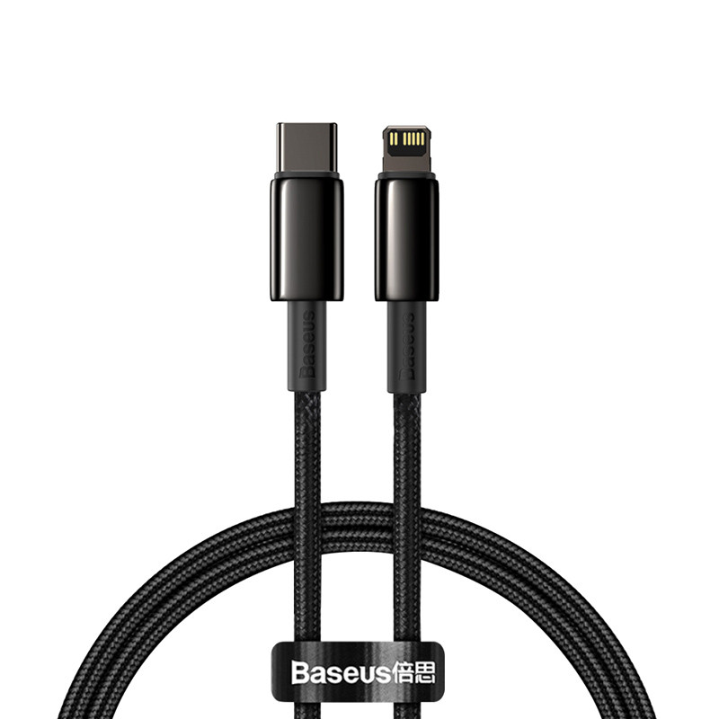 Дата кабель Baseus Tungsten Gold USB-C → Lightning PD 20W (1 м) (CATLWJ) Чорний