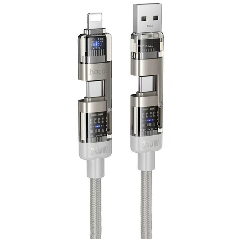 Дата кабель Hoco U151 Goldsmith 4in1 USB-C to USB/USB-C → Lightning 240W (1.2 м) Gray