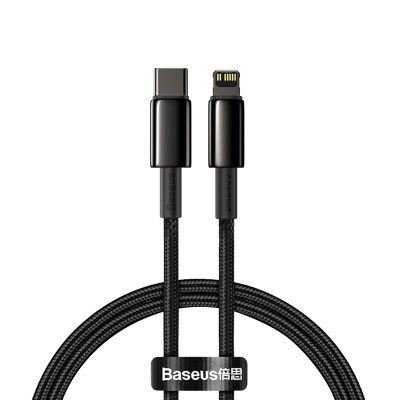 Дата кабель Baseus Tungsten Gold Type-C to Lightning PD 20W (2m) (CATLWJ) Чорний