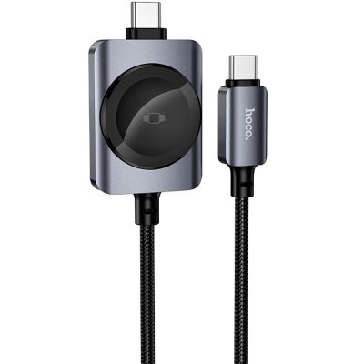 Дата кабель Hoco CW66 2in1 USB-C to iWatch/USB-C PD 100W (1.2 м) Black