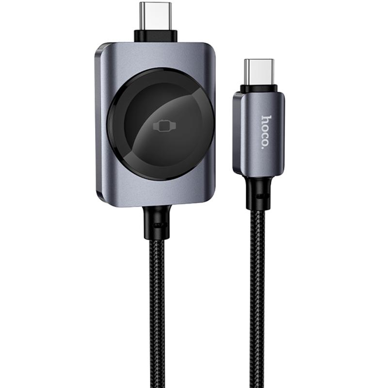 Дата кабель Hoco CW66 2in1 USB-C to iWatch/USB-C PD 100W (1.2 м) Black