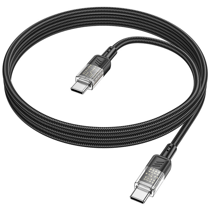 Дата кабель Hoco U129 Spirit Transparent USB-C → USB-C 60W (1.2 м) Black