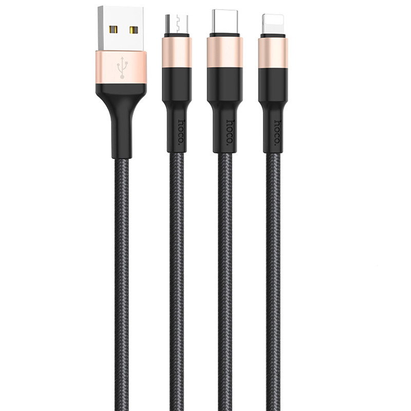 Дата кабель Hoco X26 Xpress 3in1 USB to Lightning/USB-C/Micro-USB 2 А (1.2 м)