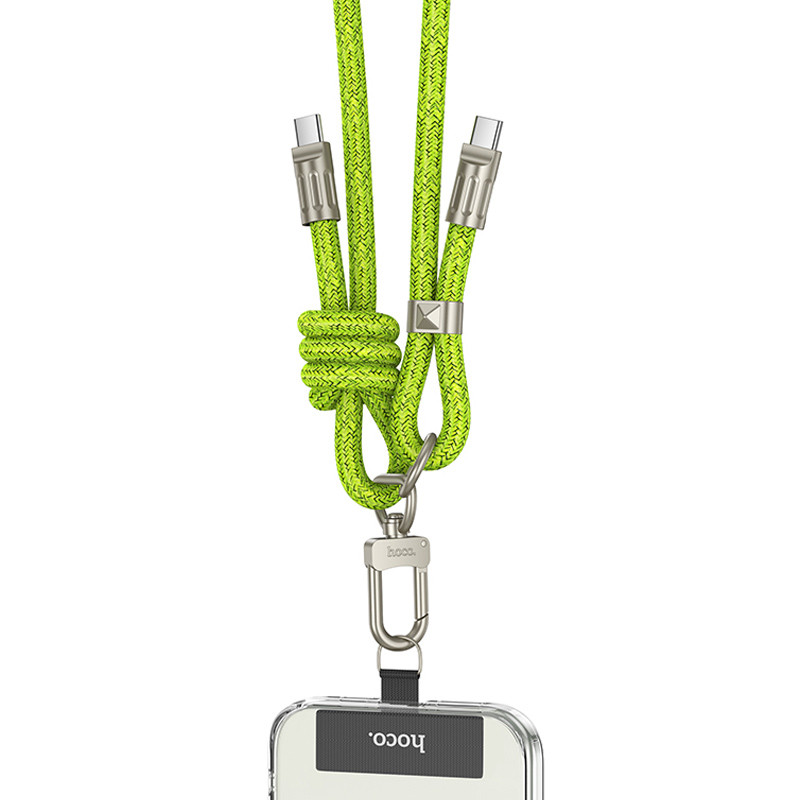Дата кабель-шнурок Hoco GH7 Elegant USB-C → USB-C (1.8 м) Fluorescent Green
