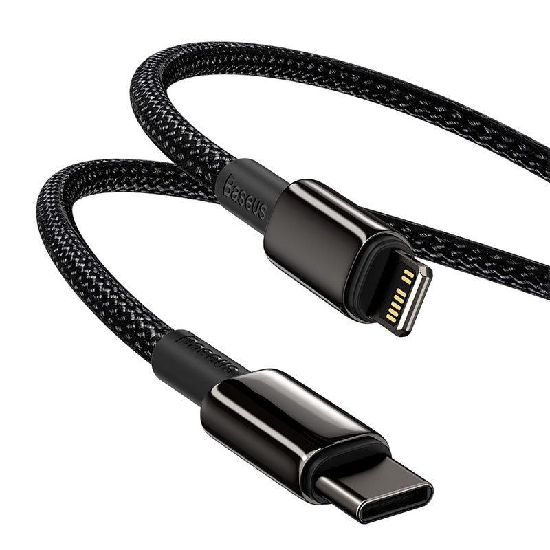 Дата кабель Baseus Tungsten Gold USB-C → Lightning PD 20W (1 м) (CATLWJ) Чорний