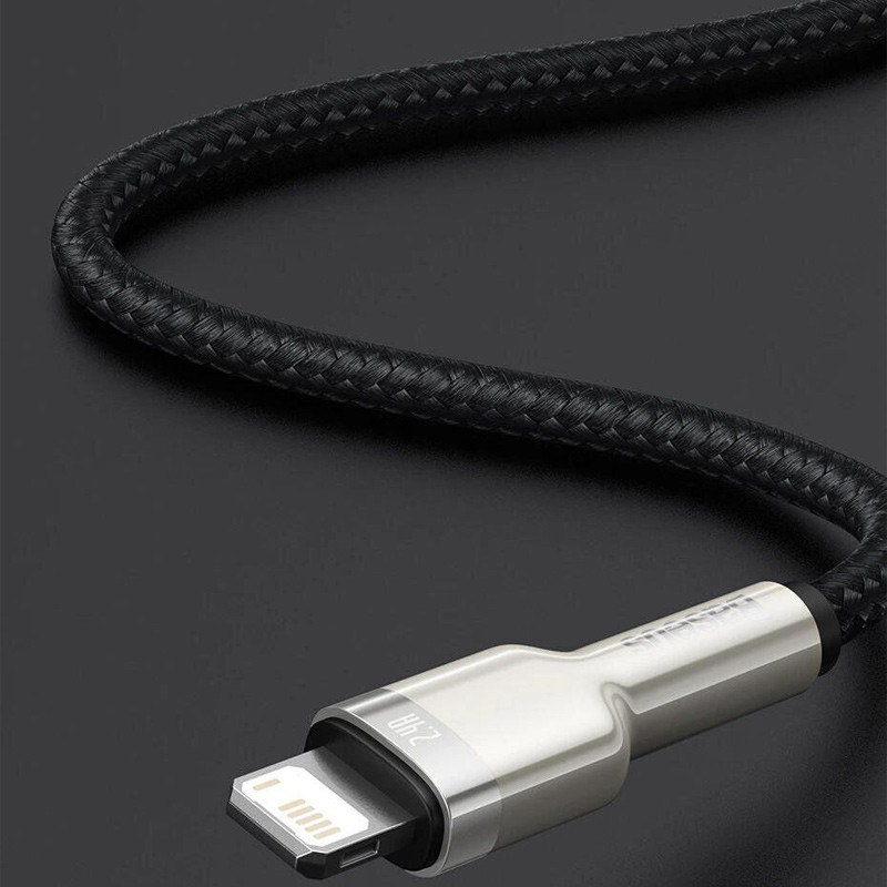 Дата кабель Baseus Cafule Metal USB to Lightning 2.4 А (1 м) (CALJK-A0) Black