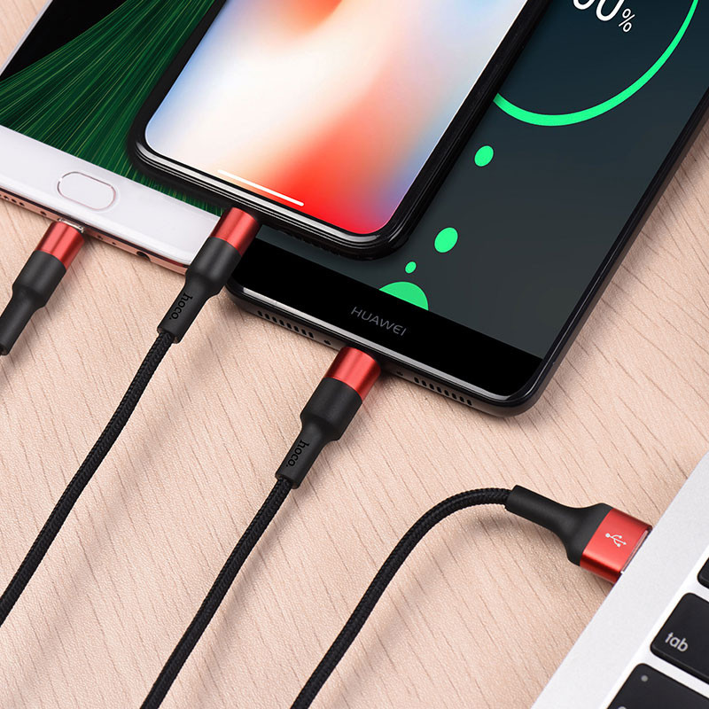 Дата кабель Hoco X26 Xpress 3in1 USB to Lightning/USB-C/Micro-USB 2 А (1.2 м)