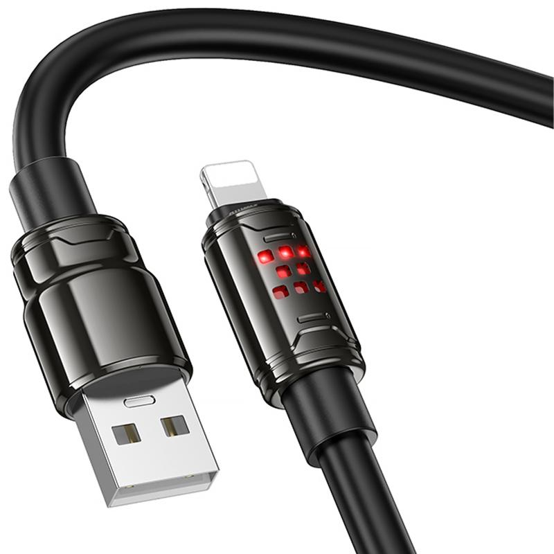 Дата кабель Hoco U143 Joy USB to Lightning 2.4 А (1.2 м) Black