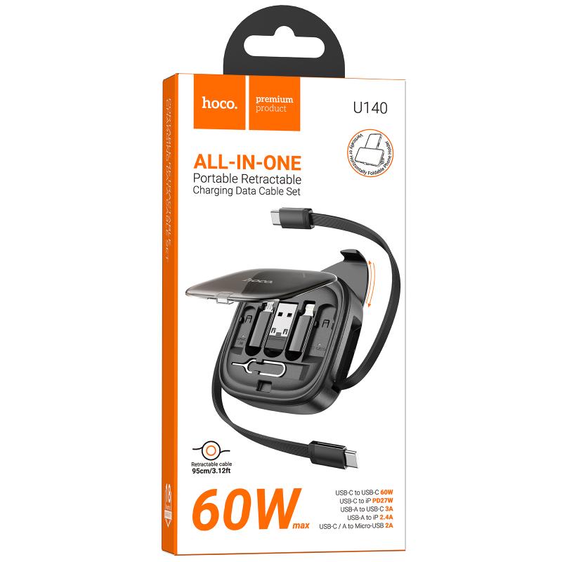 Дата кабель Hoco U140 with cable set 5in1 60W (0.95 м) Black