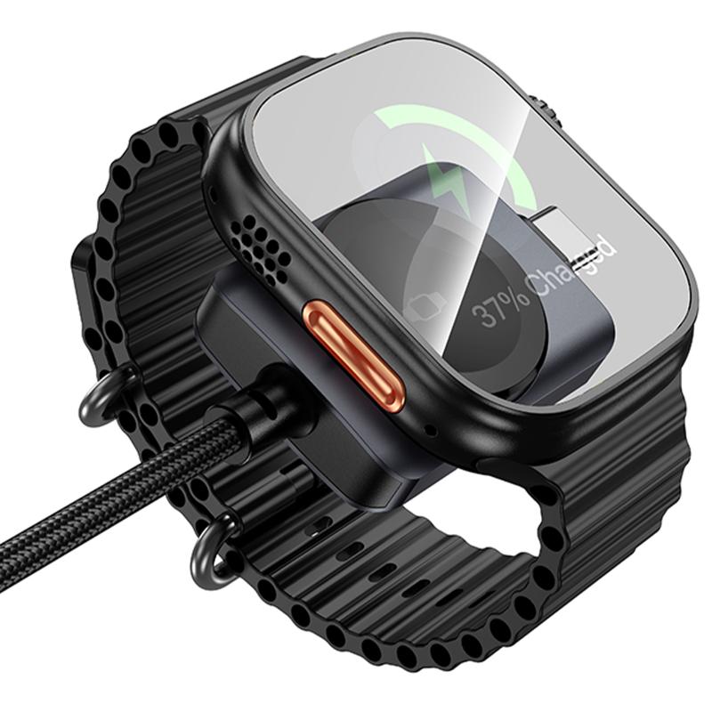 Дата кабель Hoco CW66 2in1 USB-C to iWatch/USB-C PD 100W (1.2 м) Black