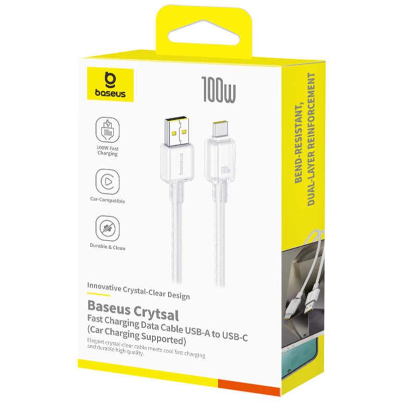 Дата кабель Baseus Crystal USB to USB-C 100W (2 м) (E04279) Moon White