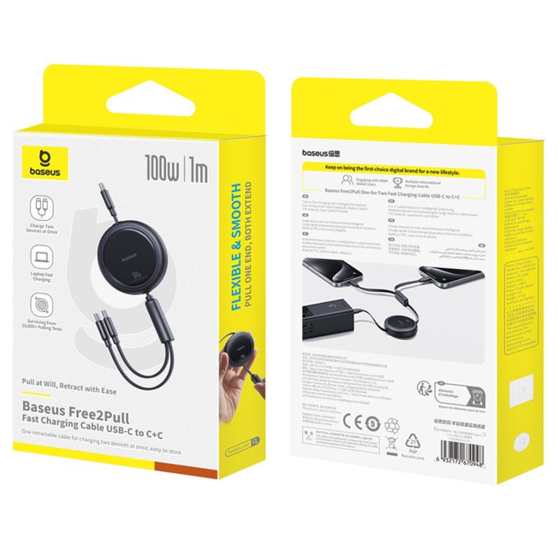Дата кабель Baseus Bright Mirror Series USB-C → USB-C/USB-C 100W (1 м) (P10318602111) Cluster Black