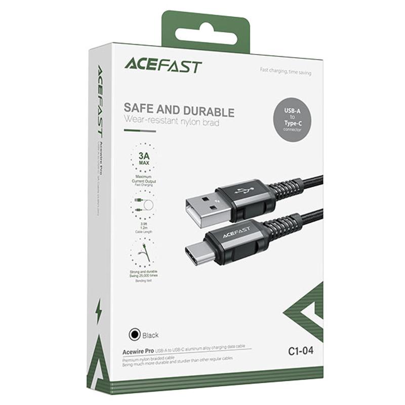 Дата кабель Acefast C1-04 USB to USB-C 3 А (1.2 м) Black