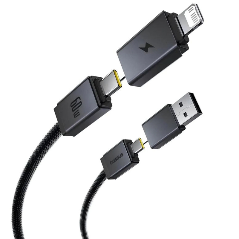 Дата кабель Baseus Versatile Two-for-Two USB/USB-C → USB-C/Lightning 60W (1 м) (CB000162) Cosmic Black