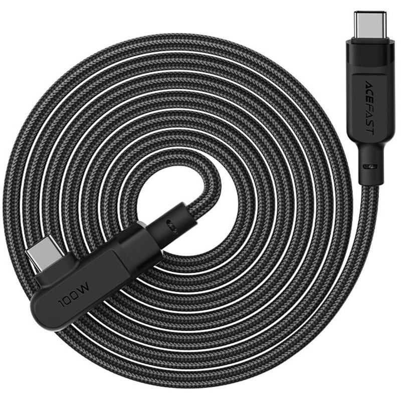 Дата кабель Acefast C5-03 USB-C → USB-C 100W right angled aluminum alloy (2 м) Black