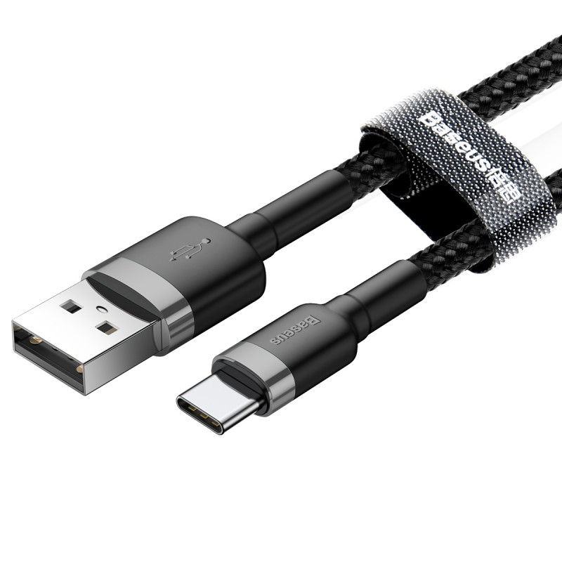 Дата кабель Baseus Cafule USB to USB-C Cable 3 А (0.5 м) (CATKLF-A) Сірий / Чорний