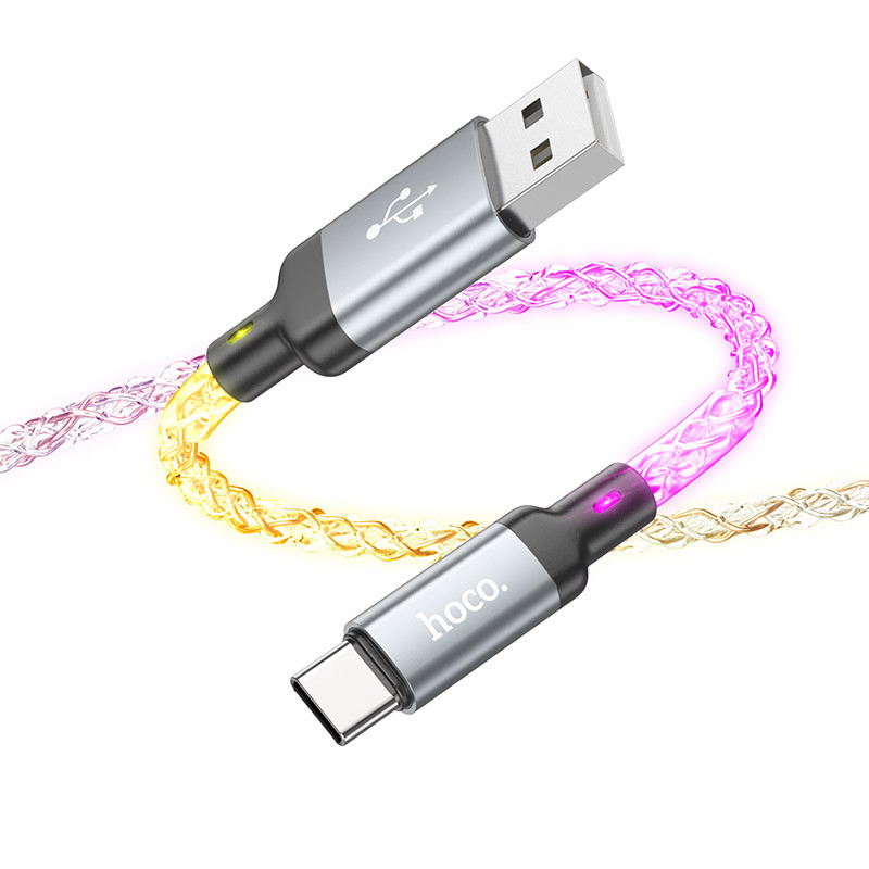 Дата кабель Hoco U112 Shine USB to USB-C 3 А (1 м) Gray