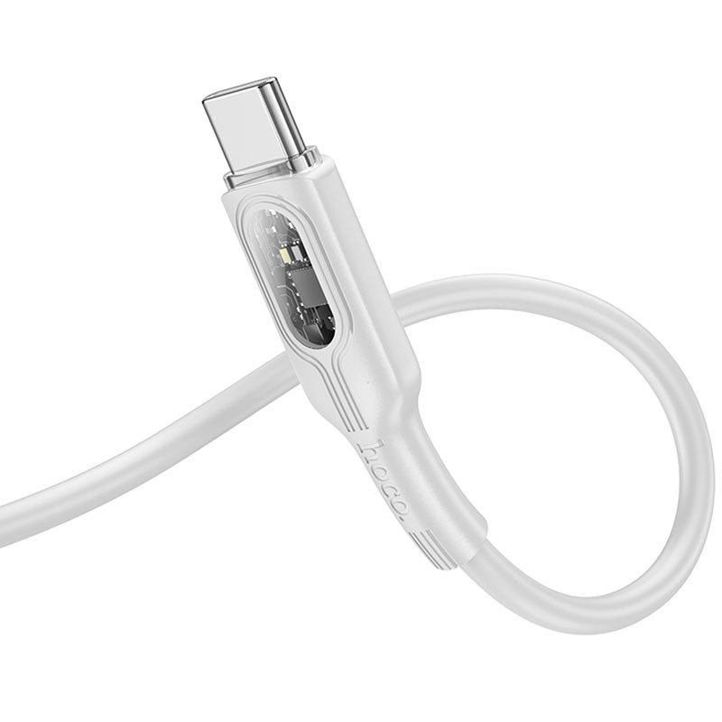 Дата кабель Hoco U120 Transparent explore intelligent power-off PD 60W USB-C → USB-C (1.2 м)