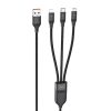 Дата кабель Hoco U104 Ultra 3in1 USB to Lightning/Type-C/MicroUSB 66W (1.2m) Чорний