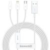 Дата кабель Baseus Superior Series USB to MicroUSB-Lightning-Type-C 3.5A (1.5m) (CAMLTYS) Stellar White