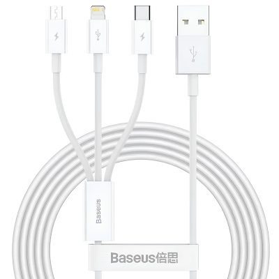 Дата кабель Baseus Superior Series USB to Micro-USB-Lightning-USB-C 3.5 А (1.5 м) (CAMLTYS) Stellar White