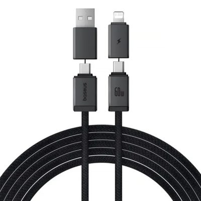 Дата кабель Baseus Versatile Two-for-Two USB/USB-C → USB-C/Lightning 60W (1 м) (CB000162) Cosmic Black