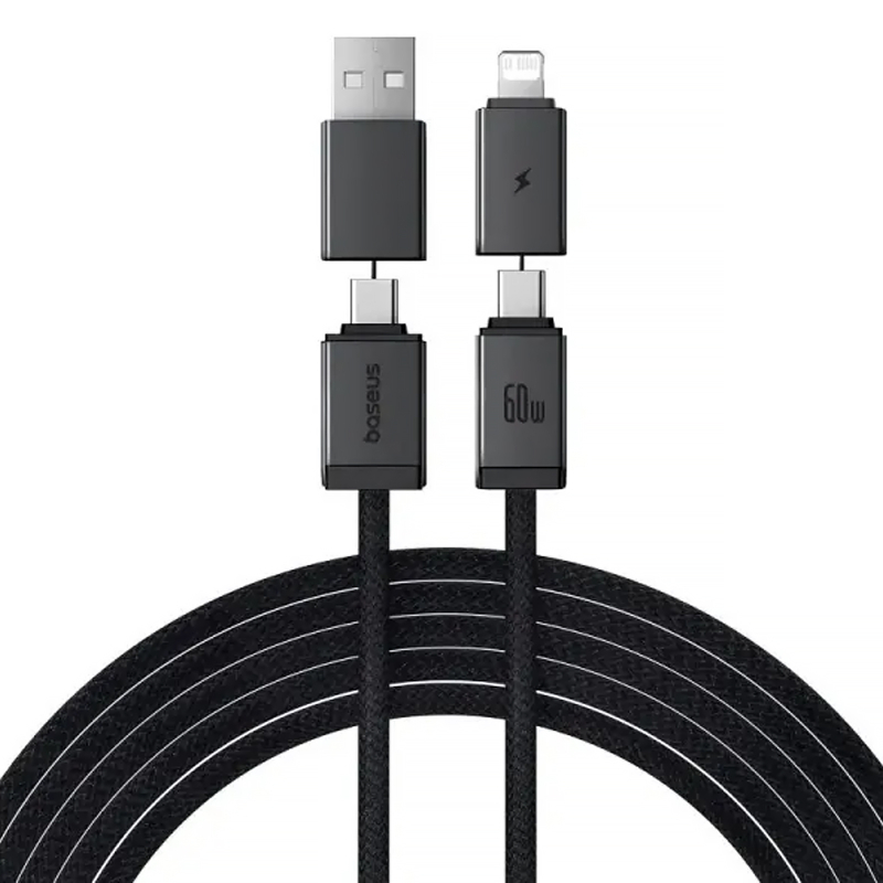 Дата кабель Baseus Versatile Two-for-Two USB/USB-C → USB-C/Lightning 60W (1 м) (CB000162) Cosmic Black