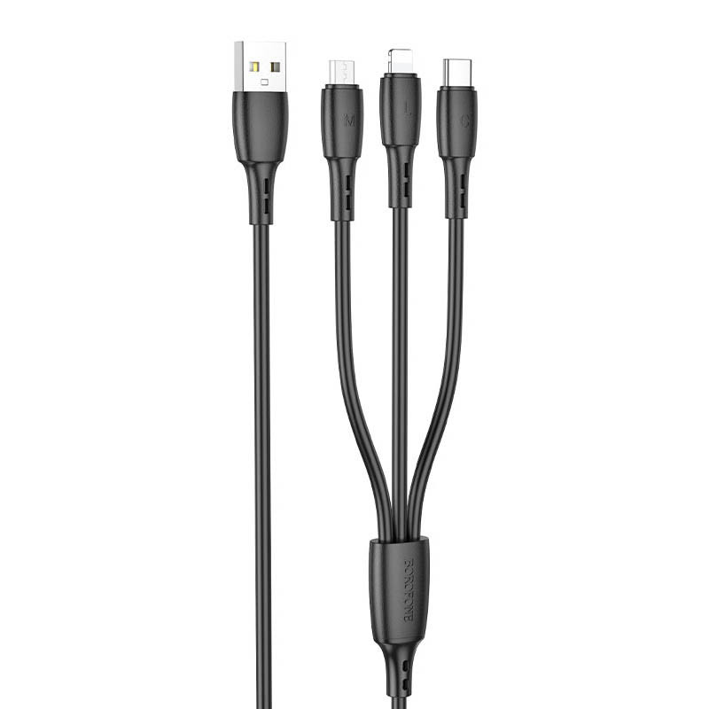 Дата кабель Borofone BX71 USB to 3in1 (1 м) Чорний