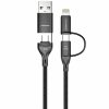 Дата кабель Amaya ACD-X28 4in1 Type-C to USB/Type-C to Lightning 60W (1m) Black