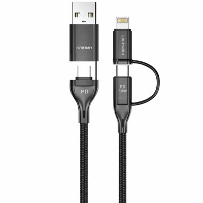 Дата кабель Amaya ACD-X28 4in1 USB-C to USB/USB-C → Lightning 60W (1 м) Black