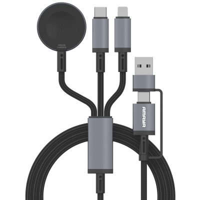 Дата кабель Amaya ACD-330X 6in1 USB-C/USB to iWatch/Lightning/USB-C 100W (1.2 м) Black