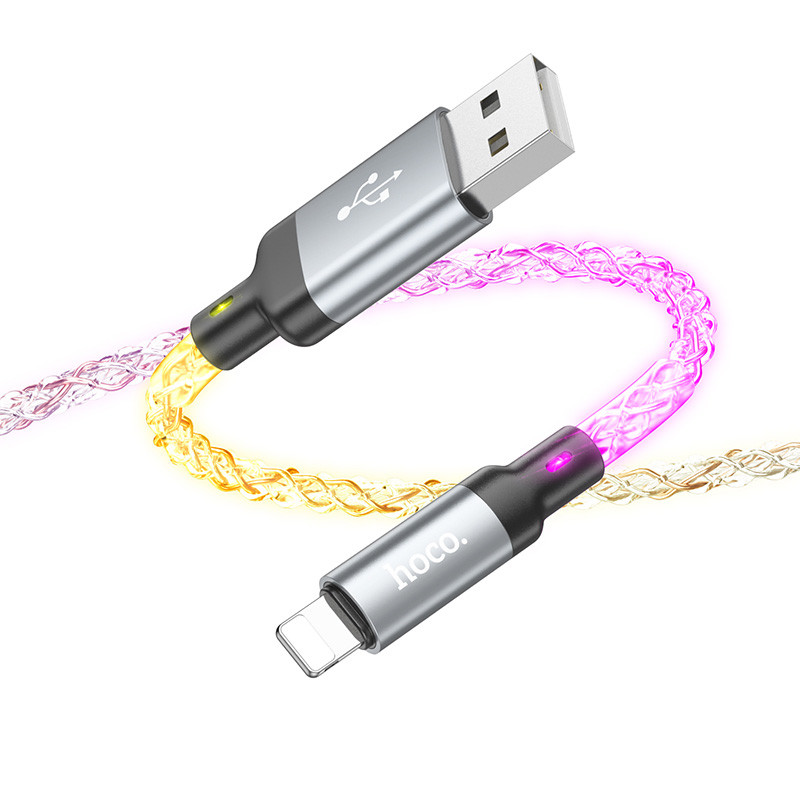 Дата кабель Hoco U112 Shine USB to Lightning 2.4 А (1 м) Gray