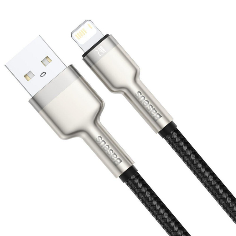 Дата кабель Baseus Cafule Metal USB to Lightning 2.4 А (1 м) (CALJK-A0) Black