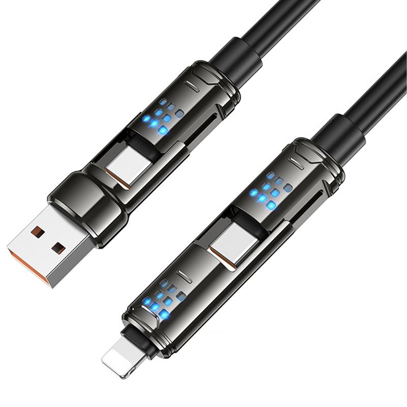 Дата кабель Hoco U143 Joy 4in1 USB to Lightning/USB-C → USB-C 240W (1.2 м) Black