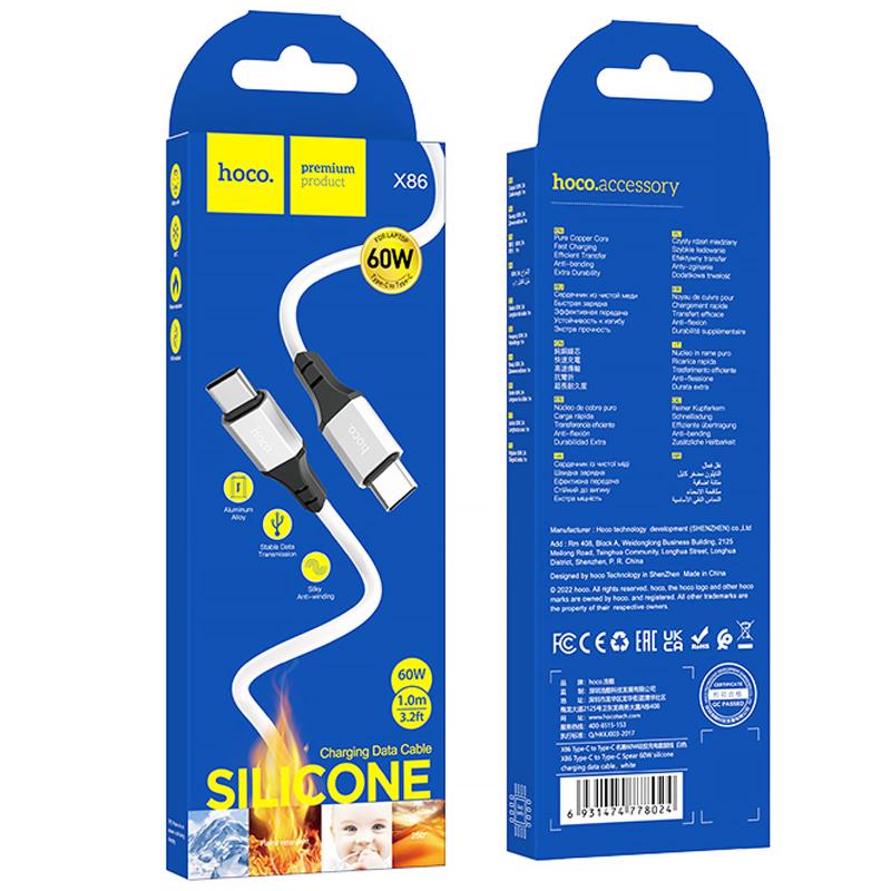 Дата кабель Hoco X86 Spear USB-C → USB-C 60W (1 м)