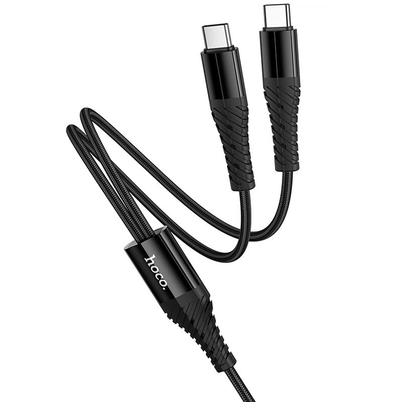 Дата кабель Hoco X123 Victory 2in1 USB-C → USB-C/USB-C 3 А (1 м) Black
