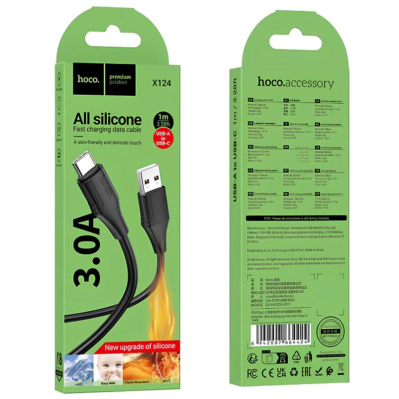 Дата кабель Hoco X124 Bien silicone USB to USB-C 3 А (1 м)