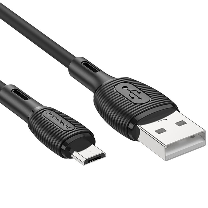Дата кабель Borofone BX86 Advantage USB to Micro-USB 2.4 А (1 м) Black
